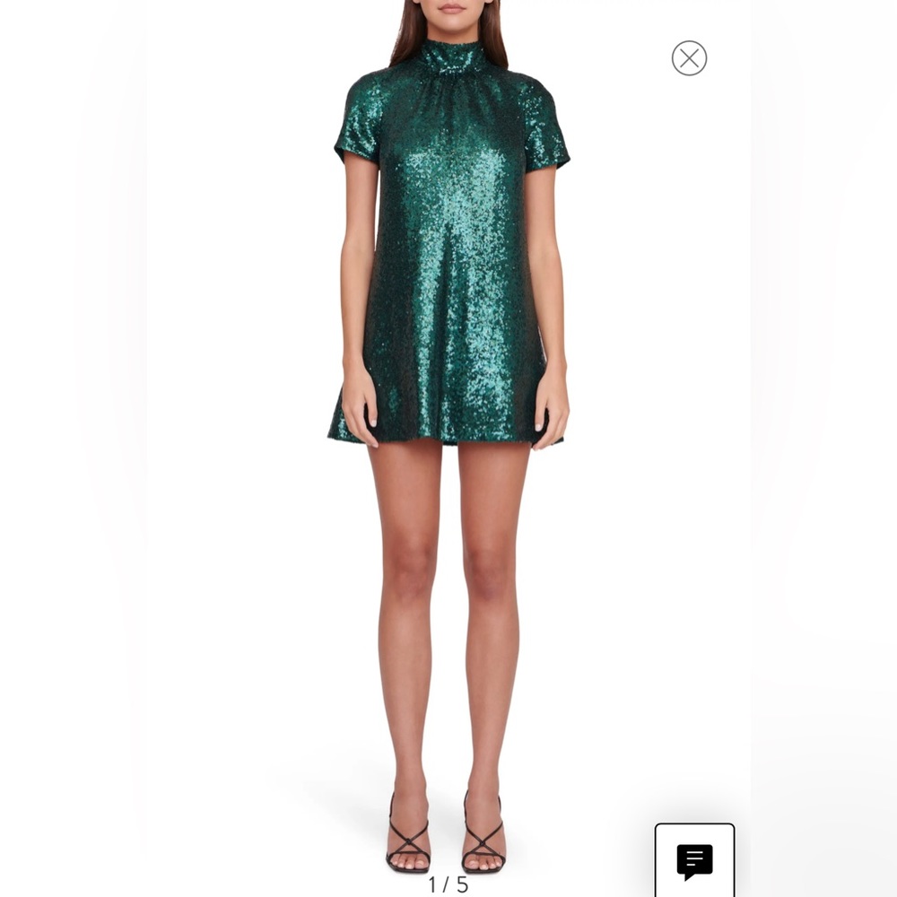 Staud Ilana Emerald Green Sequin Mini Dress XS